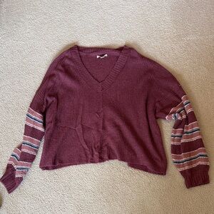 American Eagle Outfitters Burgundy V-Neck Sweater